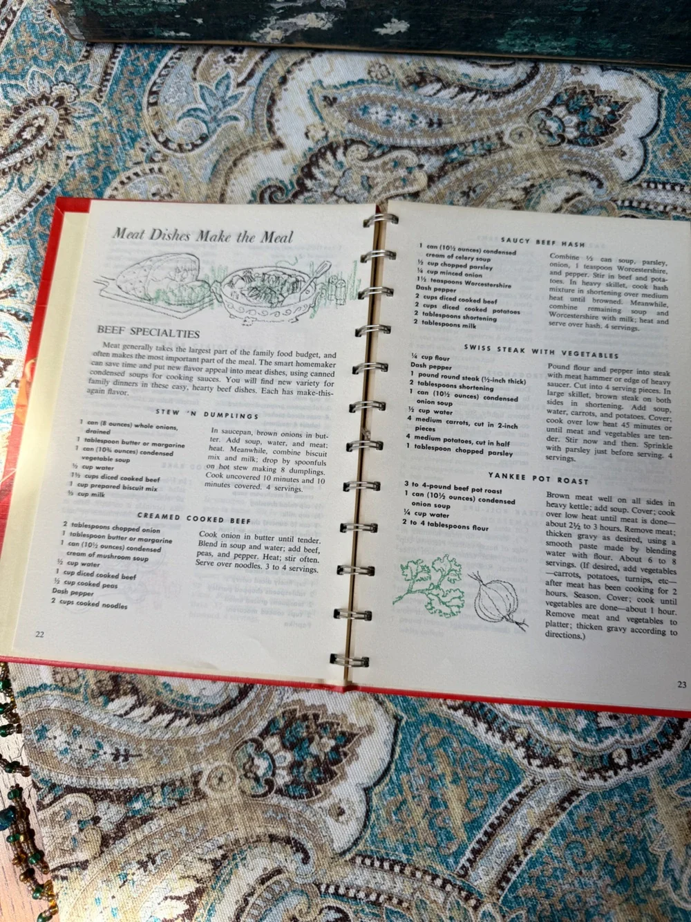 Campbell Cookbook Cooking With Soup 1972 Spiral Bound Vintage Recipe Book